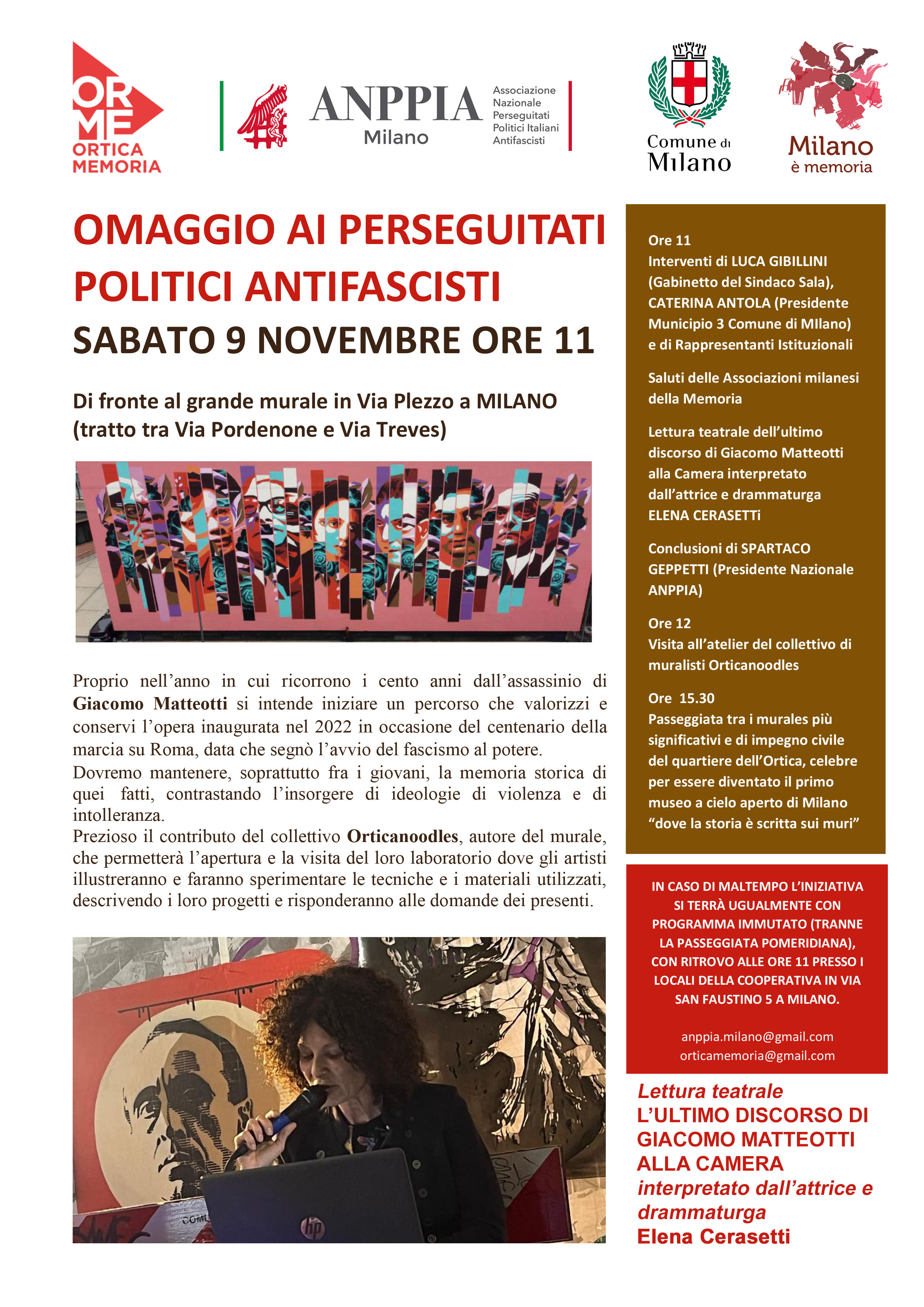 Commemorazione dei Perseguitati Politici Italiani Antifascisti al murale in Via Plezzo